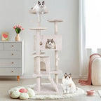 70" Multi-Level Cat Tree Tower with Scratching Posts, Toys & Condo - Space-Saving Design for Indoor Kittens, Compact Floor Footprint & Vertical Space for Multi-Cat Homes-Beige