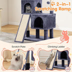 Cat Tree 36-Inch Cat Tower with Scratching Post Multi-Level Cats Condo with Ramp,Large Perch,Dangling Ball,Pet Play Tower for Kittens & Adult Cats(Dark Grey)