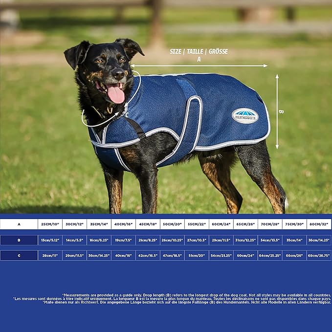WeatherBeeta ComFiTec Premier Free Parka Deluxe Dog Coat Medium, Dark Blue/Grey/White, 18"