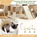 Globlazer 83 in Multi-Level Large Cat Tree Tower with Larger Cat Condo Furniture with Hammock/Cozy Pussycat Perches/Sisal Scratching Posts/Pet House/Wide Base, Beige