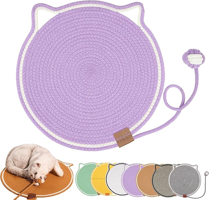 Celery Pets, Dual Scratching Pad for Cats, Celery Pets Cat Scratcher Mat, Natural Cotton Rope Cat Scratching Mat, Scratching Pads for Indoor Cats (Purple,17in)