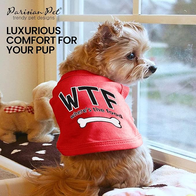 Parisian Pet Dog Shirt – 100% Cotton Shirts for Large Dogs – Red Sleeveless Puppy Clothes – Lightweight Pet Apparel – Breathable Soft Dog Clothes - Stretchy Funny T Shirts for Dogs