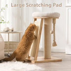 Modern Cat Tree Small Tower with Scratching Post for Indoor, Solid Wood Multifunctional Corner Cat Tree Tower with Bed, Dangling Ball,Interactive Rope, Scratching Board