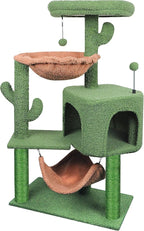 YUNIQUE Cat Tree with Cat Condo Scratch Post and Big Hammock, Green