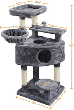 Topeakmart 46'' Cat Tree Cat Tower, with Thicker Scratching Posts, Larger Plush Perch, Spacious Condo, Basket, Multi-Level Cat Condo Furniture for Indoor Cats Kitty Pet Play House