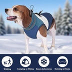 azuza Dog Jacket for Small Dogs Waterproof Dog Coat with Reflective Strips and Harness Built in Warm Fleece Dogs Winter Coat Windproof with Back Zipper, Navy M