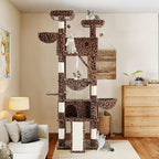 WEEWAY Cat Tree Tower for Indoor Cats,81'' Multi-Level Cat Furniture Activity Center,Stand House Condo Cave,Sisal Scratching Posts Ramps,Plush Perches Platforms Basket Hammock,Leopard Print