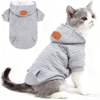 BEAUTYZOO Small Dog Hoodie Sweater with Pockets, Dog Clothes for Small Medium Dogs Boy Girl, Waffle-like Laminated Cotton Pet Coats with Hat and Leash Hole, All Weather Coat for Puppy Doggie Chihuahua