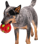 goDog Holiday Collection 2-in-1 Cage Ball Dog Toy with Furballz Squeaky Plush Dog Toy - Red, Small