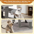 PETSITE 37-inch Small Cat Tree for Elder Cats, Modern Cat Tree Tower with Sisal Scratching Posts, Interactive Hanging Balls, Spring Ball, and Multiple Jumping Platforms with Sisal Scratching Boards