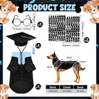5 Pcs Dog Graduation Costume Set Include 2026 Pet Graduation Gown with Stole Puppy Grad Cap Lensless Glasses DIY Letter Stickers for Dogs Cats Holiday Costume Accessory(Black Light Blue,XL)