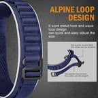 HYDEME Tactical Dog Collar, Alpine Loop Adjustable Military Training Nylon Dog Collars with Handle and Reflective for Small Medium Large Dogs, with Airtags Protective Case & Patches.(XL,Deepblue)
