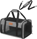 Pet Carrier Airline Approved 17x11x9.5 in - Underseat, Top & Side Entry Soft Dog Cat Travel Carrier with Safety Zippers ＆ Anti-Scratch Mesh for Small Cat and Dog for Pets Up to 10 Lb - Grey