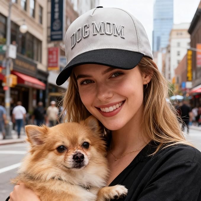 Dog Mom Hat- 3D Embroidered Puppy Mama Hat Adjustable Cotton Baseball Caps for Dog Lovers