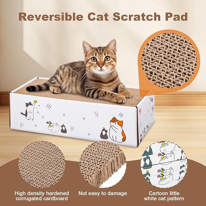12 Pcs Small Cat Scratch Pads with Box 14 x 6.5 x 4.2 Inches Durable Cat Scratcher Cardboard Reversible Recyclable for Indoor Small Kitten to Play Rest Grind Claws Furniture Protector