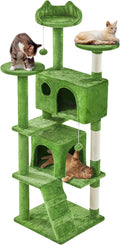 Topeakmart 61in Cat Tree Tower Condo with 2 Cozy Cat Condos Ladder and 3 Platforms for Indoor Cats Kittens