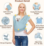 Dog Carriers for Small Dogs, Front Facing Dog Sling Carrier, Hands Free Cat Carrier, Size Adjustable, Reducing Back Pain, Premium Cotton, Safe and Soft Dog Carrier (Regular, Baby Blue)