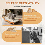 3-in-1 Extra-Large Cat Scratcher Bed with 3 Interactive Sisal Balls, Solid Wood Scratching Post Lounge with Toy, Sturdy Hammock for Large Cats to Sleep, Scratch & Play