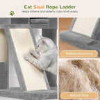 Globlazer Large Cat Tree, 72 inch Tall Cat Climbing Tower for Indoor Large Adult Cats Multi-Level Furniture Tree House with 2 Cozy Perches, 2 Padded Condos, 5 Sisal Scratching Posts, F72G, Light Grey