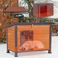 43.3‘’ Heated Dog House Outdoor with Heater and Insulated Liner for Winter, Large Insulated Dog Kennel for Small to Large Breed, Dog Shelter with Anti-Chew Metal Frame