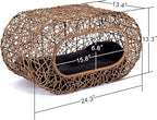 Fun Stackable Cat Condo for Indoor Cats - Interactive Play Faux Rattan Cat House for Indoor Cats Kitty, Pet Friendly Top/Side House Entry, Cat Bed Enclosed