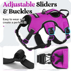 rabbitgoo Escape Proof Dog Harness, Soft Padded Full Body Pet Harness, Reflective Adjustable No Pull Vest with Lift Handle and Leash Clip for Large Dogs Walking Hiking Training, XL, Purple