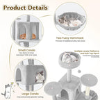 75" Cat Tree Large Cat Tower Condo w/Multi-Level Scratching Post Cat Stairs for Indoor Cats (Light Grey)
