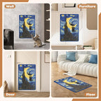 Sisal Cat Scratcher Mat, Cat Wall Scratcher for Indoor Cats, 23.6x15.7 Inch Cat Scratch Pad with Hook & Loop, Wall Mounted Cat Scratching Post to Protect Couch and Carpet（Starry Night 2）