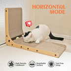 PETKARAY Cat Scratcher, Cat Scratching Board, L Shape Cat Scratch Pad for Indoor Cats, Floor Mounted Scratching Cardboard with Ball Toy