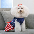 CuteBone Dog Dresses Velvet 4th of July Small Dogs Clothes Onesie Pet Apparel Girl Puppy Skirt with Bow Hair Rope CVA39XXS-D