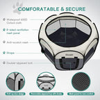 Pet Cat Playpen for Indoor Cats Enclosed, Puppy Dog Play Pen for Outdoor Travel Camping (Large Size, Beige & Dark Grey)