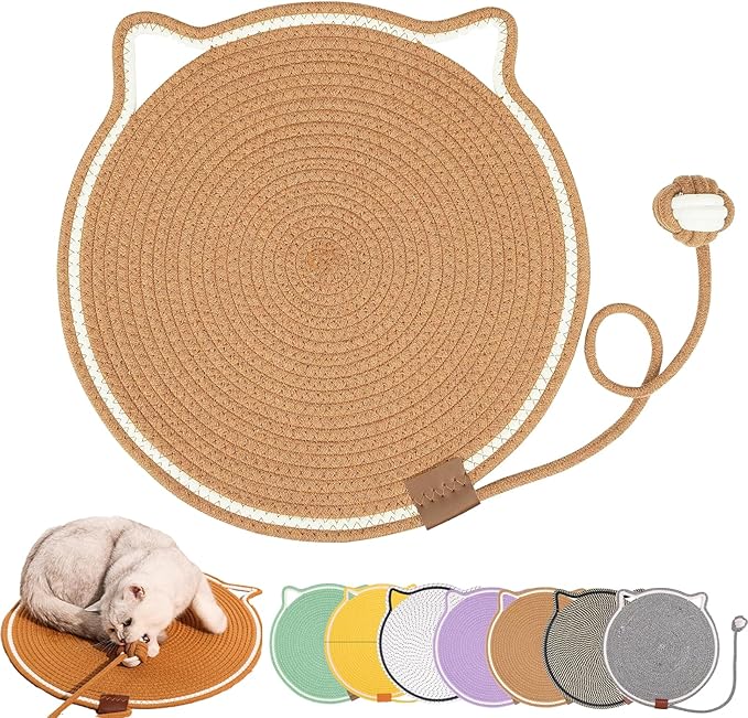 Celery Pets, Dual Scratching Pad for Cats, Celery Pets Cat Scratcher Mat, Natural Cotton Rope Cat Scratching Mat, Scratching Pads for Indoor Cats (Brown,17in)