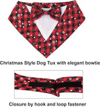 ADOGGYGO Christmas Dog Tuxedo Bandana, Red Plaid Pet Chritstmas Tux with Bowtie Adjustable Christmas Formal Costume for Extra Large Dogs Pets (XL)