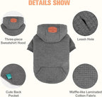 BEAUTYZOO Dog Hoodie with Leash Hole and Pocket,Dog Sweaters for Small Medium Large Dogs Boys Girls,Waffle-Like Laminated Cotton Warm Outfits for French Bulldogs, Pitbull, Winter Puppy Clothes Jacket