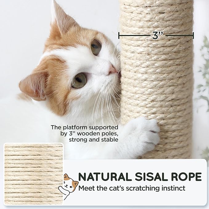 Topeakmart 63in Cat Tree, Large Cat Tower Furniture w/Cat Condo, Padded Platform & Sisal-Covered Scratching Post, Stable Cat Tower Pet Play House, Black