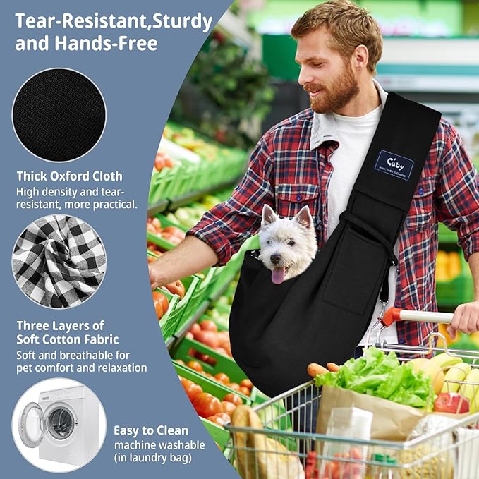 CUBY Dog and Cat Sling Carrier - Hands Free Reversible Pet Papoose Bag - Soft Pouch and Tote Design - Suitable for Puppy, Small Dogs Cats Outdoor