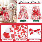 Abbylike 3 Set Easter Dog Dress Small Dog St. Patrick Valentines Day Cute Bunny Shamrock Heart Poodle Skirt with Bow Clip for Pet Holiday Party Outfits(M)