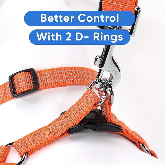 Pawtitas Reflective Step-in Dog Harness – Adjustable No-Pull Vest for Puppies to Seniors, Safe & Comfortable, XS Orange