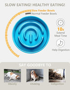 Ceramic Slow Feeder Dog Bowls Elevated, 2.0 Cups Slow Feeder for Medium Dogs, Puzzle Maze Bowl to Slow Down Eating, 30oz, 8in, Blue