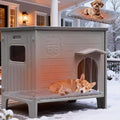 Plastic Insulated Dog House with Mat Weatherproof for Elevated Dog Shelter, Easy Assemble, Expansive Interior‌ Grey 26.7" D * 26.7" W * 21.4" H