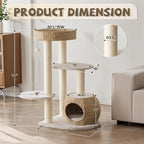 Modern Cat Tree, 39" Tall Cat Tree Tower for Cats, Cat Condo with Scratching Posts, Multi-Level Solid Wood Tower & Top Perch, Cat Furniture for Big Cats