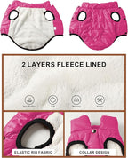 AURUZA Dog Winter Coat, Warm Waterproof Dogs Jacket Small Pet Vest for Medium Dogs Windproof Pet Fleece Vest Snow Jacket for Cold Weather(Hot Pink,M)