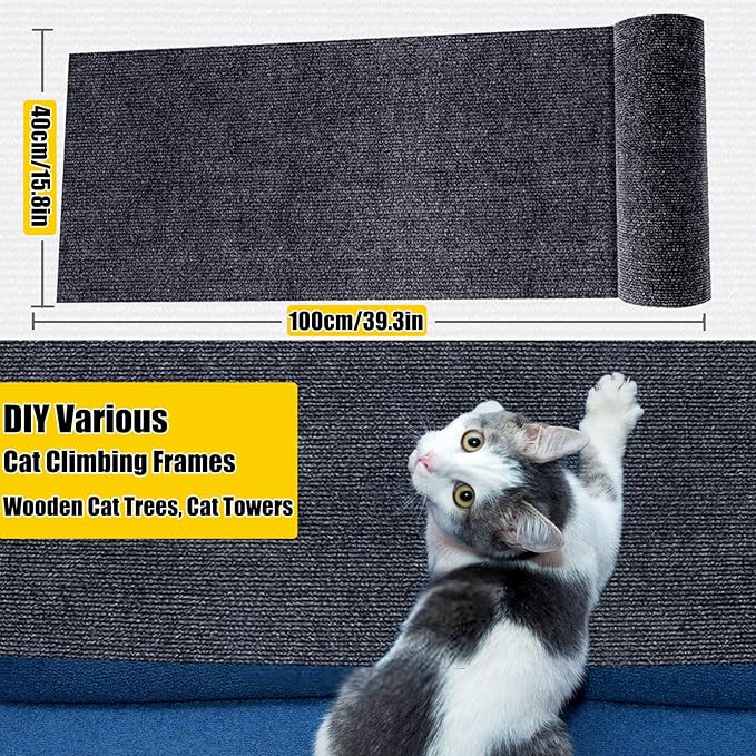 Cat Scratching Pad, Cat Scratch Couch Furniture Protector for Couch, Wall & Tree, DIY Anti-Scratch Cover for Claws Scratching Indoor,Light Gray