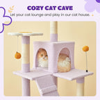 MWPO Flower Cat Tree for Indoor Cats, 63.8 Inches Multi-Level Cat Tower with Sisal-Covered Scratching Posts, Padded Platform, Hammock, Dangling Toys, Stable Cat Condo Pet Play House
