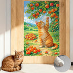 Nuxovilar Cat Wall Scratcher 15.3x23.6 Inches Polyester Synthetic Fiber, Orange Cat & Apple Tree Print, wall scratchers for Indoor Cats, Scratch pad, Home Decor, Porch, Garden Room (2pcs)