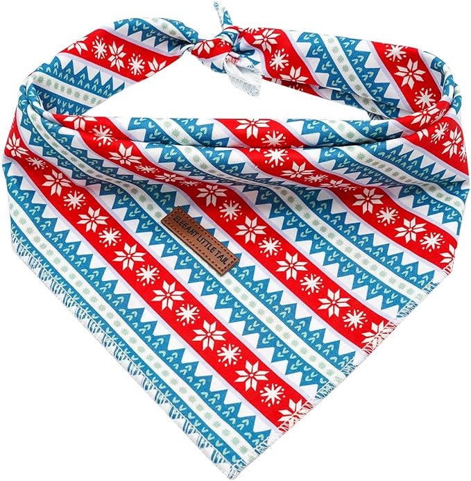 Elegant Little Tail Christmas Dog Bandana - Holiday Bandanas for Small, Medium, Large Dogs - Soft, Washable, Adjustable Square Scarf Kerchief for Girls and Boys