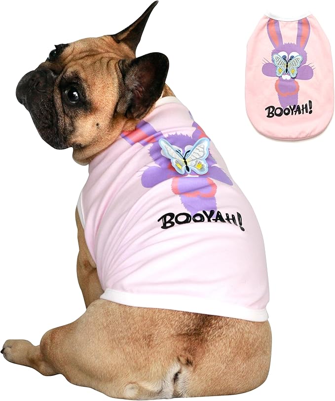 iChoue Happy Easter Dog Bunny Shirts Cute Rabbit Print Vest Soft Breathable Cotton Tank Top Pet Cat Costume Outfit Clothes Blue Pink Purple Large Plus