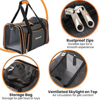 TSA Airline Approved Expandable Pet Carrier, 17"x11"x11" 5-Side Entry Soft-Sided Collapsible Cat Dog Carrier (up to 15 lbs), with Alloy Frame & Removable Wool Mat for Travel