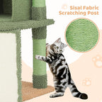 Cat Tree Cactus Design Cat Tower with Scratching Posts, Cat House Condo Perch and Ladder Small Cat Trees for Indoor Cats 42 Inches, Green/Light Brown