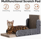 FUKUMARU Cat Scratcher, 26.8 Inch L Shaped Cat Scratch Pad Wall, Modern Cardboard Cats Scratching Board for Indoor Cats, Felt Vertical Scratching Post, Furniture Protector (Grey)
